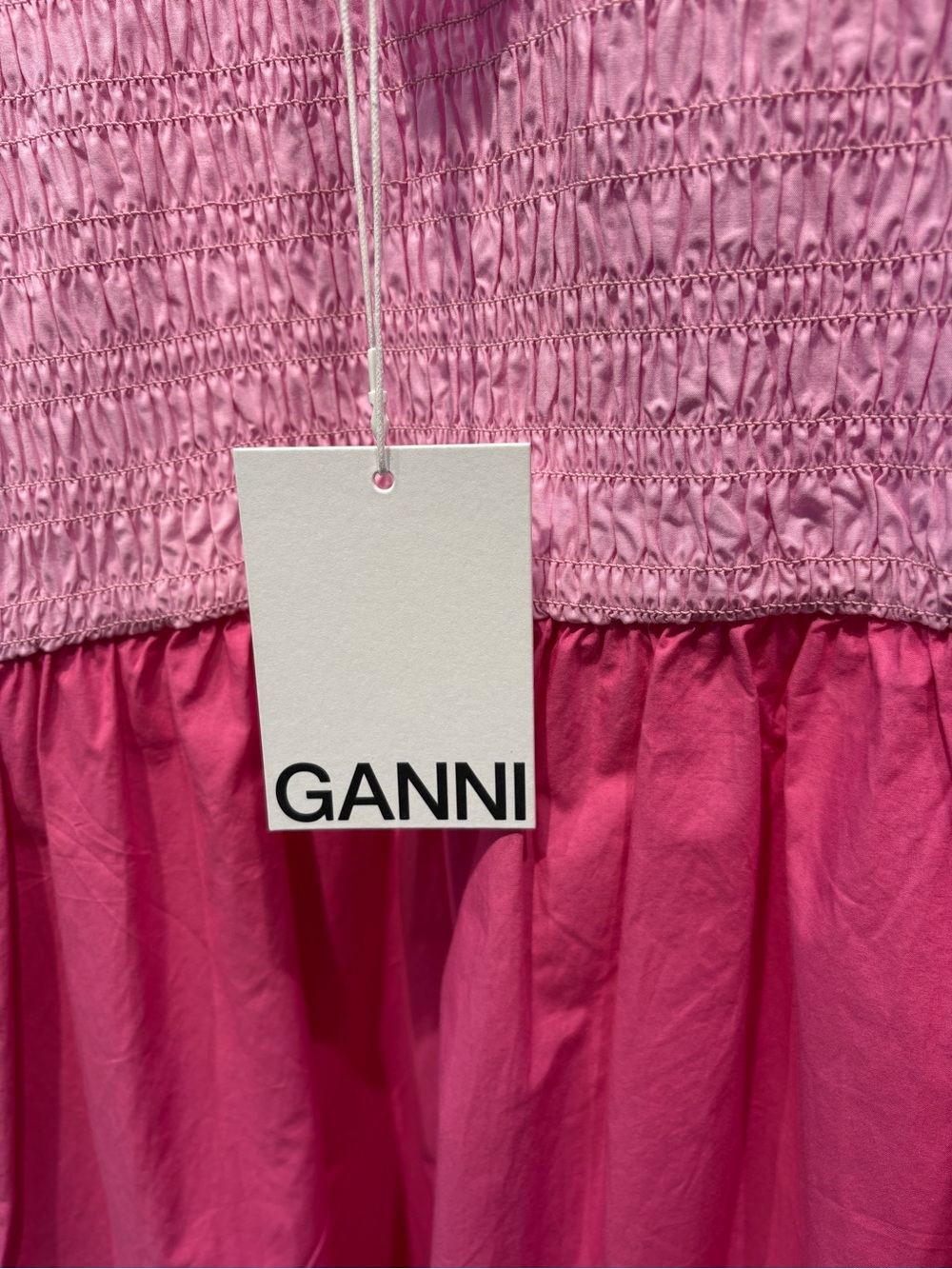 GANNI Phlox Pink Smocked Bubblegum Dress - Picture 4 of 4